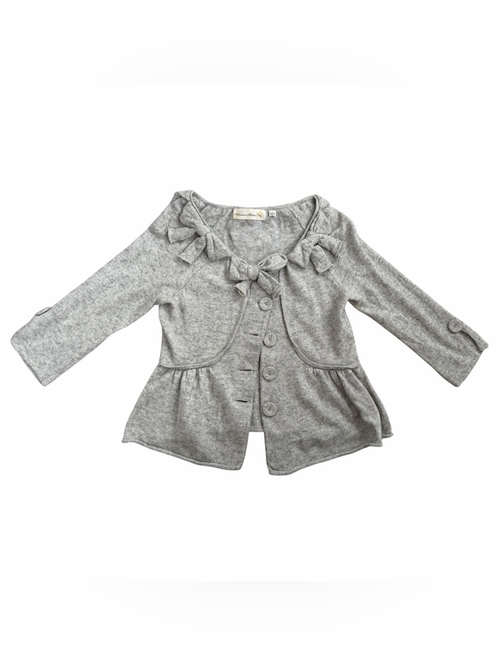 Charlie and Robin Bow-Trim Knit Cardigan